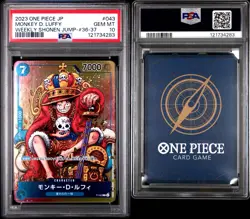 PSA10 Monkey D Luffy WEEKLY SHONEN JUMP P-043 PROMO Japanese ONE PIECE Card - Image 2