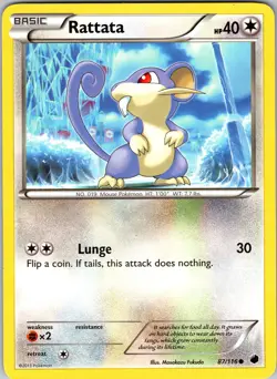 Pokemon TCG Rattata B&W Plasma Freeze 87/116 Regular Common Card Played MP-LP - Image 1