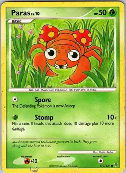 Pokemon Paras LV.10 Platinum Supreme Victors 119/147 Regular Common Card MP-LP - Image 1