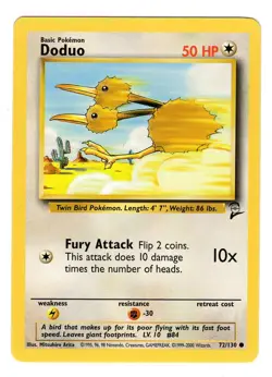 Pokemon TCG Doduo 72/130 Base Set 2 Unlimited Regular Common Card WOTC NM - Image 1