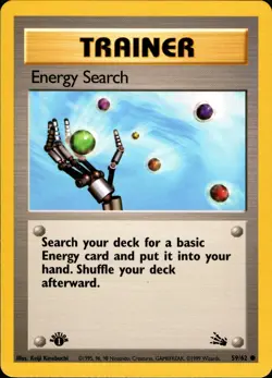 Energy Search 1st Edition 59/62 Fossil Common Pokemon Vintage Card WOTC NM 1999 - Image 1