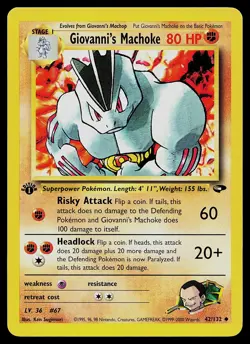 Pokemon Card - Giovanni's Machoke Gym Challenge 42/132 1st Edition - Image 1