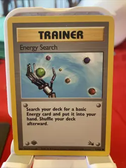 Energy Search 59/62 1st Edition Fossil Set Trainer Pokemon Card WOTC MP - Image 1