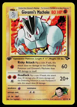 Pokemon Card - Giovanni's Machoke Gym Challenge 42/132 1st Edition - Image 1