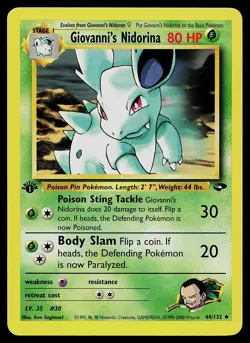 Pokemon Card - Giovanni's Nidorina Gym Challenge 44/132 Uncommon 1st Edition - Image 1