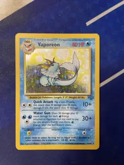 Vaporean Jungle Unlimited Holo Lp / Mp Pokemon Card - Image 1