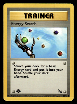 Energy Search 1st Edition 59/62 Fossil Common Pokemon Vintage Card WOTC NM 1999 - Image 1