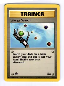 1st Ed Energy Search Common WOTC Pokemon Card 59/62 Fossil Set LP/NM - Image 1