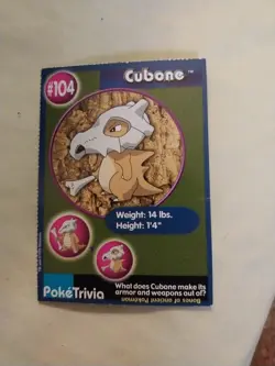 VTG Vintage POKEMON Cubone 104 Pokemon TRADING CARD Burger King TCG Nintendo HTF - Image 1