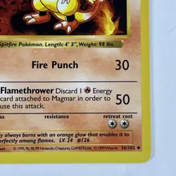 Pokemon Cards: Base Set 1st Edition Uncommon: Magmar 36/102 - Image 5