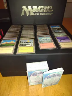 MTG ICE AGE LANDS X55, SNOW COVERED LAND WITH STARTER DECK & RULE BOOK - Image 1