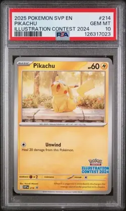 2025 POKEMON SVP EN-SV BLACK STAR PROMO ILLUSTRATION CONTEST 2024 PIKACHU PSA 10 - Image 1