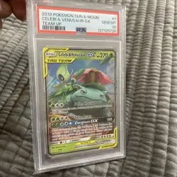 2019 POKEMON SUN & MOON TEAM UP #1 CELEBI & VENUSAUR GX PSA 10 - Image 1