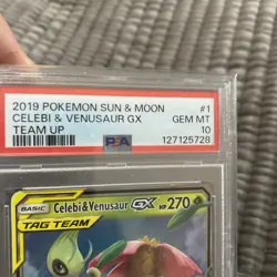 2019 POKEMON SUN & MOON TEAM UP #1 CELEBI & VENUSAUR GX PSA 10 - Image 2