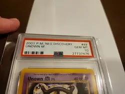 2001 Pokemon - Neo Discover Unown (M) #49 PSA 10 GEM MINT - Image 3