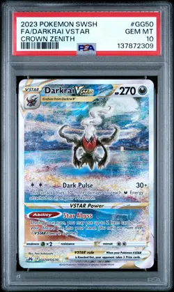 2023 POKEMON SWORD & SHIELD CROWN ZENITH #GG50 FULL ART/DARKRAI VSTAR PSA 10 - Image 1