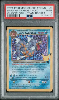 2021 Pokemon Celebrations Dark Gyarados Holo Classic Coll Team Rocket #8 PSA 9 - Image 1