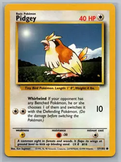 Pidgey 57/102 Base Set Common Pokemon TCG 1999 - Image 1