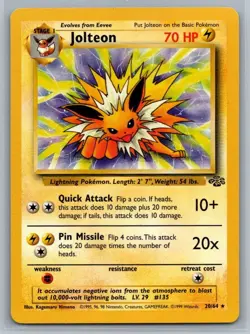 Jolteon 20/64 Jungle Rare Pokemon TCG 1999 - Image 1
