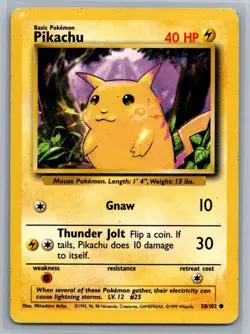 Pikachu 58/102 Base Set Common Pokemon TCG 1999 - Image 1