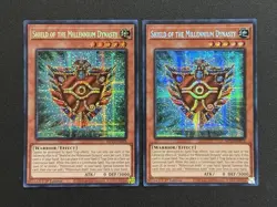 2025 YUGIOH MP25 1ST ED SECRET RARE SHIELD OF THE MILLENNIUM DYNAST X2 NM - Image 1
