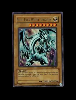 RARE YU-GI-OH! BLUE EYES WHITE DRAGON HOLO LOB-001! LP - Image 1