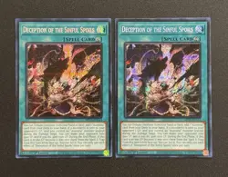 2025 YUGIOH MP25 1ST ED SECRET RARE DECEPTION OF THE SINFUL SPOILS X2 NM - Image 1