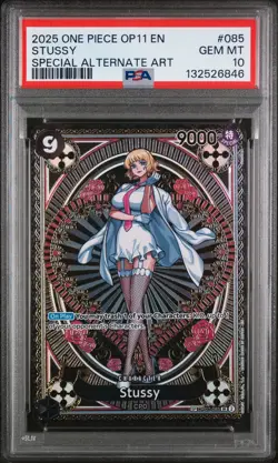 2025 ONE PIECE OP11-A FIST OF DIVINE SPEED SPECIAL ALTERNATE ART STUSSY PSA 10 - Image 1
