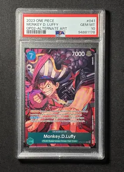 One Piece TCG - Monkey.D.Luffy OP02-041 R Alternate Art - PSA Gem Mint 10 - Image 1