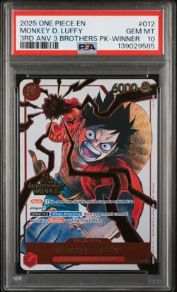 2025 ONE PIECE 3RD ANV TOURNAMENT 3 BROTHERS PACK WINNER MONKEY D. LUFFY PSA 10 - Image 1
