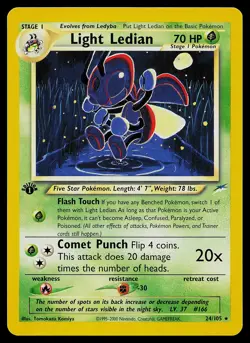Pokemon Card - Light Ledian Neo Destiny 24/105 Rare 1st Edition - Image 1