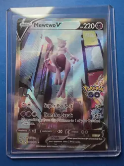 Pokemon Go TCG Mewtwo v Full Art Holo Ultra Rare Card Alternative Art 072/078 - Image 1