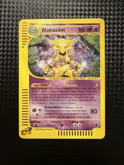 Pokemon Alakazam TCG Expedition Base Set Holo Rare Card 1/165 - Image 1