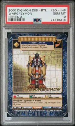 WARGREYMON Digi-Battle Card Series 3 BO-148 PSA 10 Gem Mint Gold Digimon POP 7! - Image 1