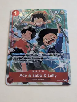 SUPER RARE Alt Art - Ace & Sabo & Luffy - Op13-007 One Piece Card Game - Image 1