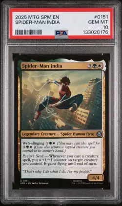2025 MTG SPIDER-MAN #0151 SPIDER-MAN INDIA (U) PSA 10 - POP 1 - Image 1