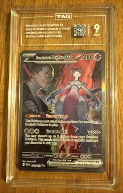 Pokemon Team Rockets Mewtwo EX Special Illustration Destined Rivals #231/182 Tag - Image 1