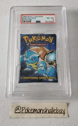 Pokemon Base Set Sealed Booster Pack *PSA 8 - NM-MT* WOTC Blastoise Artwork - Image 1