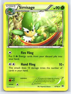 2015 Pokemon TCG - Breakthrough - Simisage Regular Rare - 6/162 - Image 1