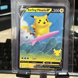 Pokemon Pikachu TCG Surfing v Celebrations Holo Ultra Rare Card 008/025 - Image 1