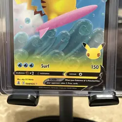 Pokemon Pikachu TCG Surfing v Celebrations Holo Ultra Rare Card 008/025 - Image 3