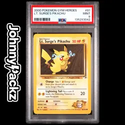Pokemon TCG - PSA 9 Gym Heroes Lt Surges Pikachu 81/132 - Vintage Card 2000 - Image 1