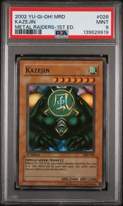 Yu-Gi-Oh! TCG Kazejin Metal Raiders MRD-026 1st Edition Super Rare PSA 9 Mint - Image 1