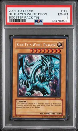 2003 YU-GI-OH! BOOSTER PACK TIN #009 BLUE-EYES WHITE DRAGON PSA 6 - Image 1