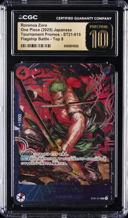 2025 ONE PIECE JAPANESE TOURNAMENT PROMOS #ST21-015 RORONOA ZORO CGC 10 PRISTINE - Image 1
