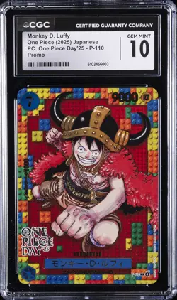 2025 ONE PIECE JAPANESE ONE PIECE DAY '25 PROMO #P-110 MONKEY D. LUFFY CGC 10 GM - Image 1