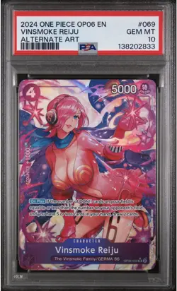 Vinsmoke Reiju PSA 10 English One Piece Card 2024 OP06-069 Alternate Art - Image 1