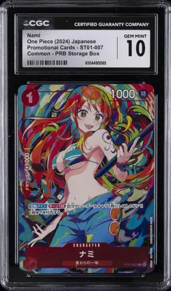 2024 ONE PIECE JPN PROMO CARDS COMMON PRB STORAGE BOX NAMI CGC 10 GEM MINT - Image 1