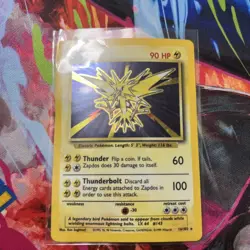 Zapdos 16/102 Base Set Holo Rare Pokemon Card 1999 WOTC MP Pack Pulled Sleeved - Image 1