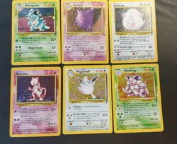 Vintage Pokemon Holo Lot 6 Cards Fosdil Gengar Base Set Mewto Base 2 LP/MP - Image 1